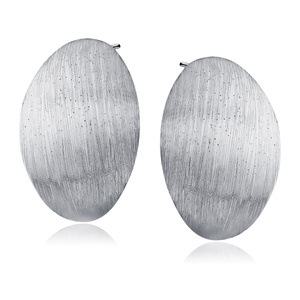 Silver (925) oval earrings - diamound cut