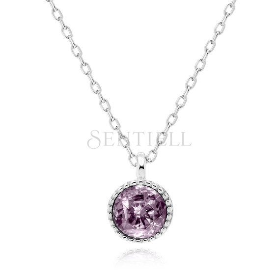 Silver (925) necklace with amethyst zirconia