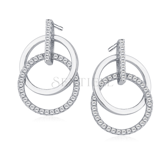 Silver (925) earrings - cirlces with zirconia