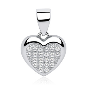Silver (925) pendant white zirconia - heart small