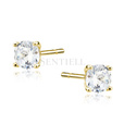Silver (925) gold-plated earrings round white zirconia diameter 4mm