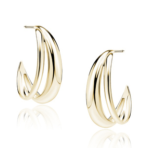 Silver (925) gold-plated double earrings - circles