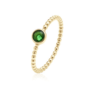 Silver (925) gold-plated ring with emerald zirconia