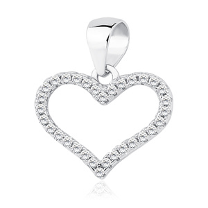 Silver (925) heart pendant with zirconia