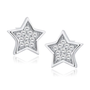 Silver (925) stars earrings with zirconia