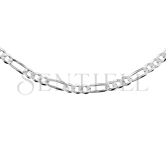 Silver (925) diamond-cut chain - figaro extra flat Ø 120 rhodium-plated