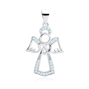 Silver (925) pendant with aquamarine zirconia - angel