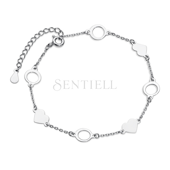 Silver (925) bracelet heart and circle