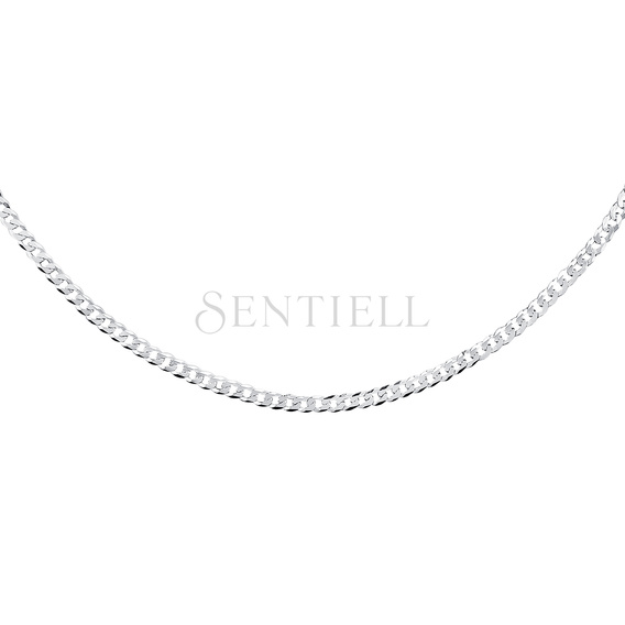 Silver (925) diamond-cut chain - curb extra flat Ø 080 rhodium-plated