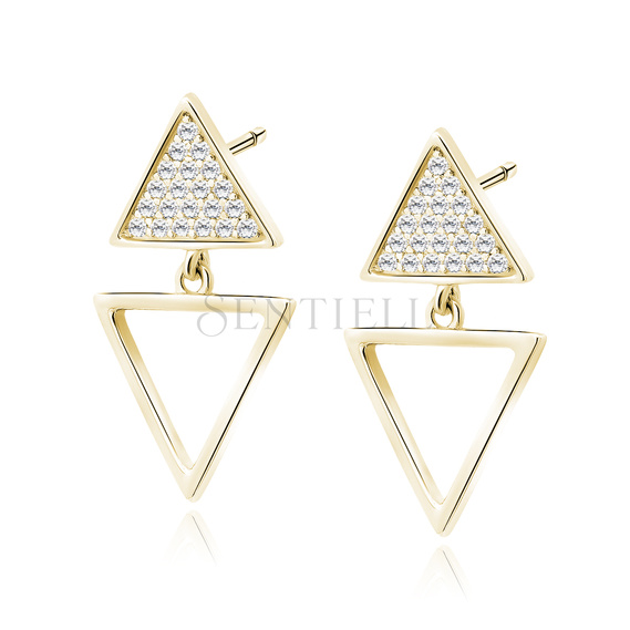 Silver (925) gold-plated earrings triangles with zirconias