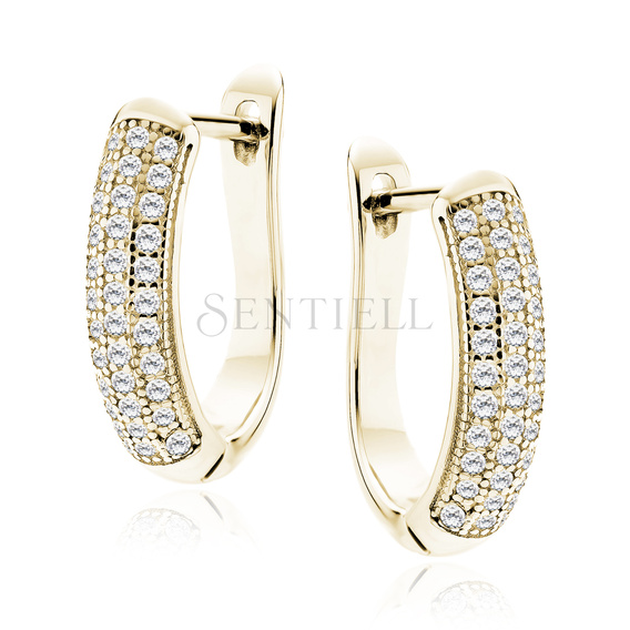 Silver (925) gold-plated earrings white zirconia