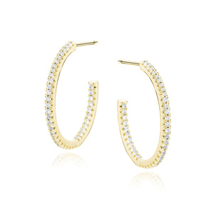 Silver (925) gold-plated earrings with white zirconias