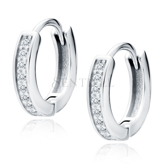 Silver (925) earrings hoop with zirconias