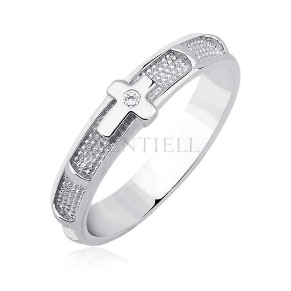 Silver (925) ring - rosary with zirconia