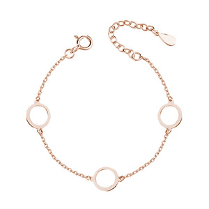 Silver (925) rose gold-plated bracelet - three circles