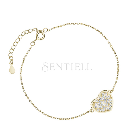 Silver (925) gold-plated bracelet, heart with zirconias