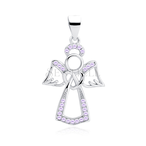 Silver (925) pendant with purple zirconia - angel