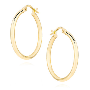 Silver (925) earrings hoops - highly polished, gold-plated