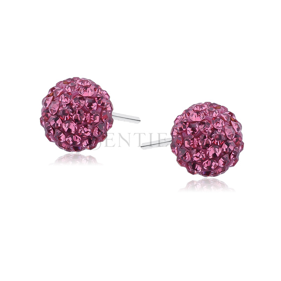 Silver (925) Earrings disco ball 8mm rose