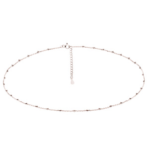 Silver rose gold-plated necklace (925) diamond cut anchor with balls