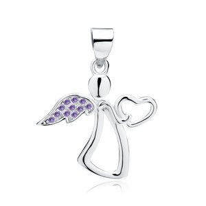 Silver (925) pendant with violet zirconia - angel