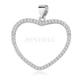 Silver (925) pendant - heart with zirconia