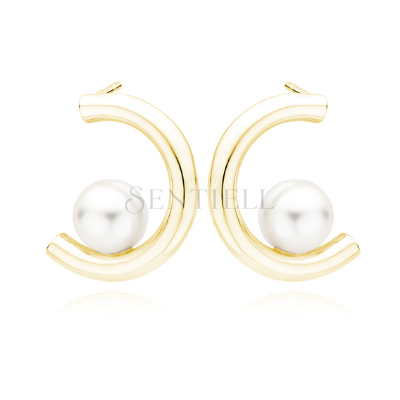 Silver gold-plated (925) pearl earrings