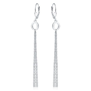 Silver (925) earrings - oval with chains