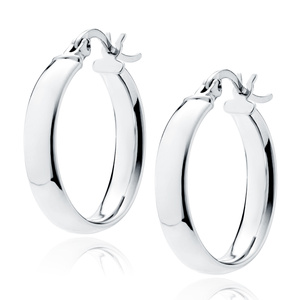 Silver (925) earrings hoops - highly polished