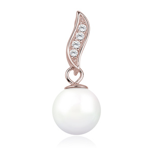 Silver (925) pearl pendant with zirconia - rose gold-plated