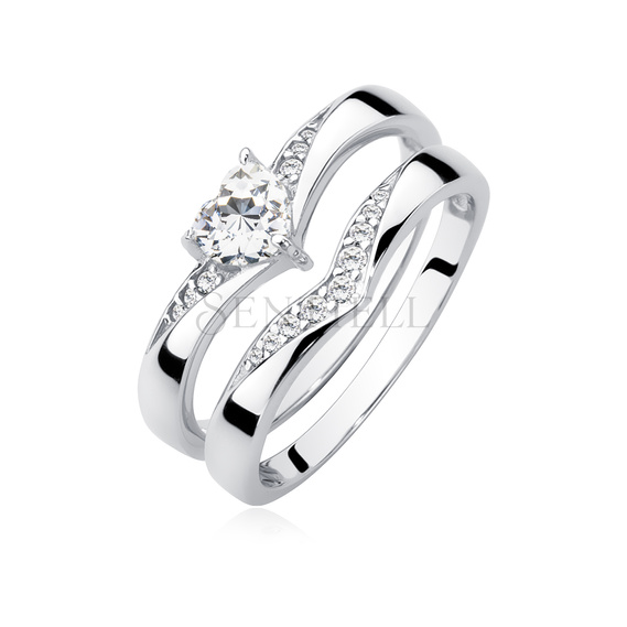 Silver (925) ring with zirconia - heart