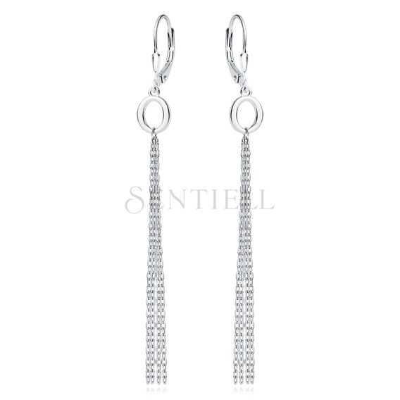 Silver (925) earrings - oval with chains