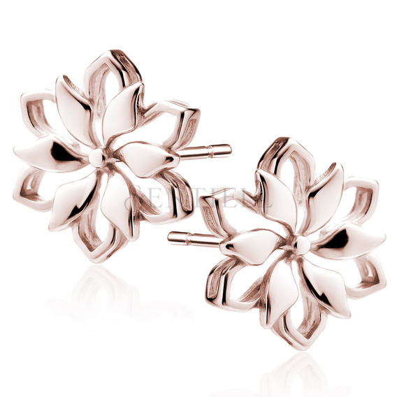 Silver (925) earrings rose gold-plated flowers