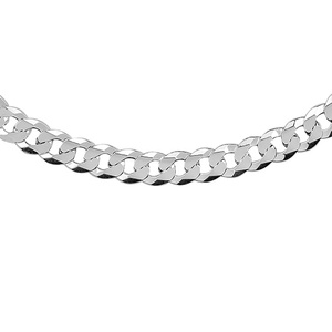 Silver (925) diamond-cut chain - curb extra flat rhodium-plated Ø 180