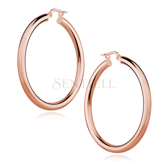 Silver (925) earrings hoops - rose gold-plated, highly polished