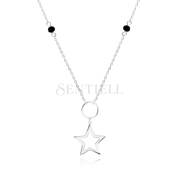 Silver (925) necklace with star and black spinels