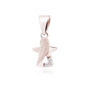 Silver (925) rose gold-plated pendant with white zirconias - angel