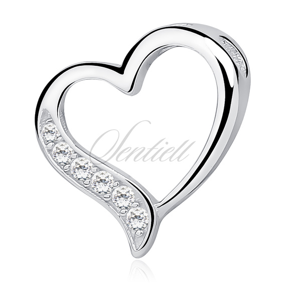 Silver (925) pendant - lovley hollow heart with zirconia