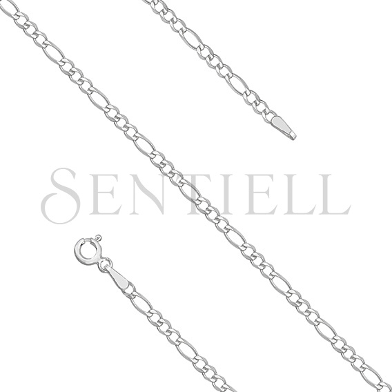 Silver (925) diamond-cut chain - figaro extra flat Ø 060 rhodium-plated