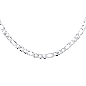 Silver (925) diamond-cut chain - figaro extra flat Ø 150 rhodium-plated