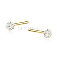 Silver (925) gold-plated earrings round white zirconia diameter 3mm