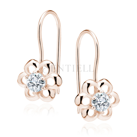 Silver (925) rose gold-plated Earrings white zirconia