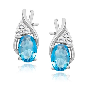 Silver, delicate earrings (925) with aquamarine zirconia