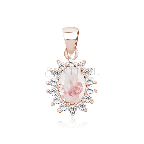 Silver (925) rose gold-plated pendant zirconia - morganite and white zirconia