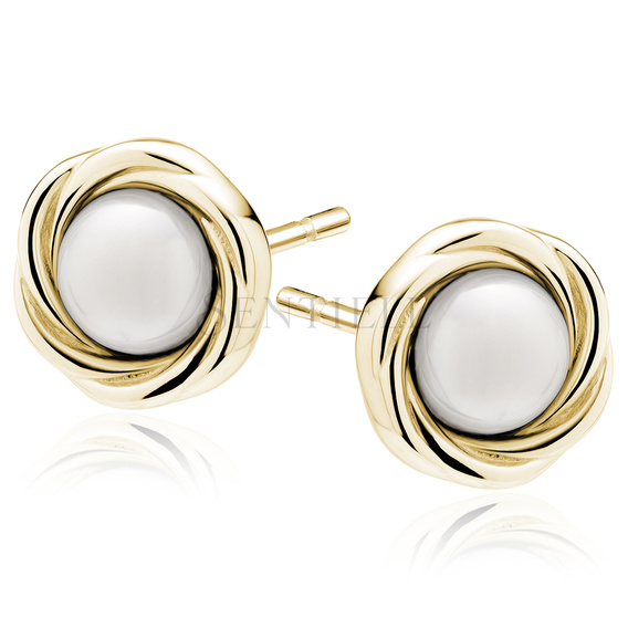 Silver (925) gold-plated earrings with pearl