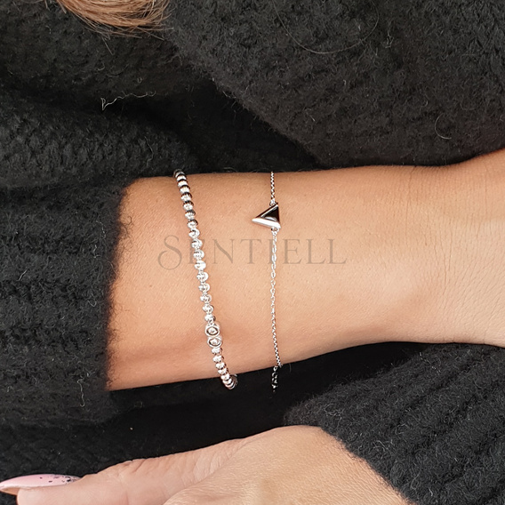 Silver (925) bracelet - triangle with black zirconia