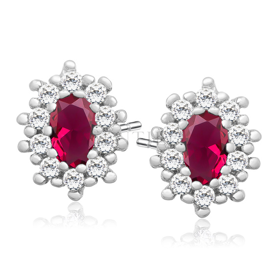Silver (925) Earrings ruby colored zirconia