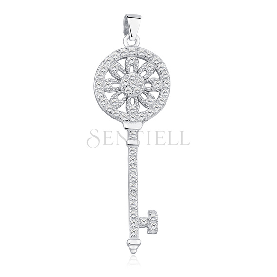 Silver (925) key pendant with zirconia