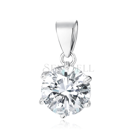 Colgante de plata de ley 925 redondo con circonita blanca diámetro - 10 mm