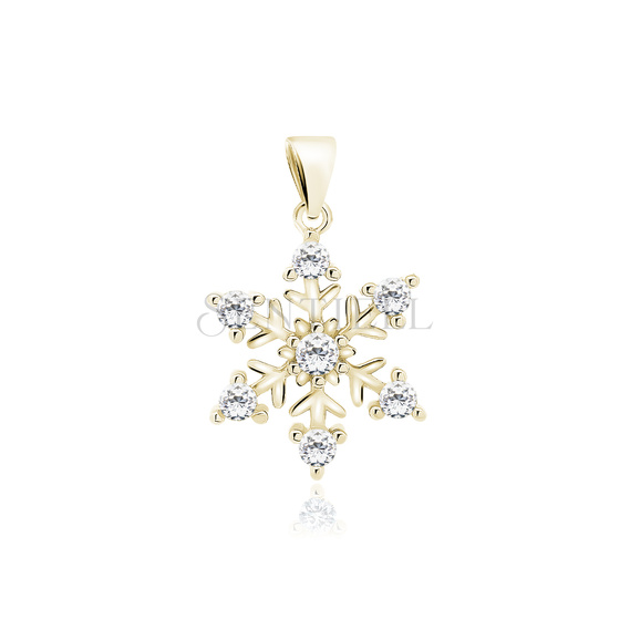 Silver (925) snowflake gold-plated pendant with white zirconias